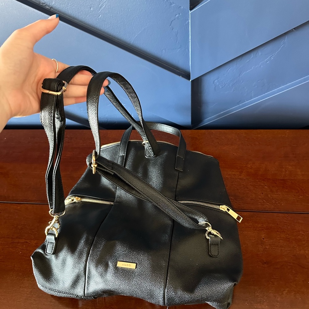 Aldo black leather backpack/purse